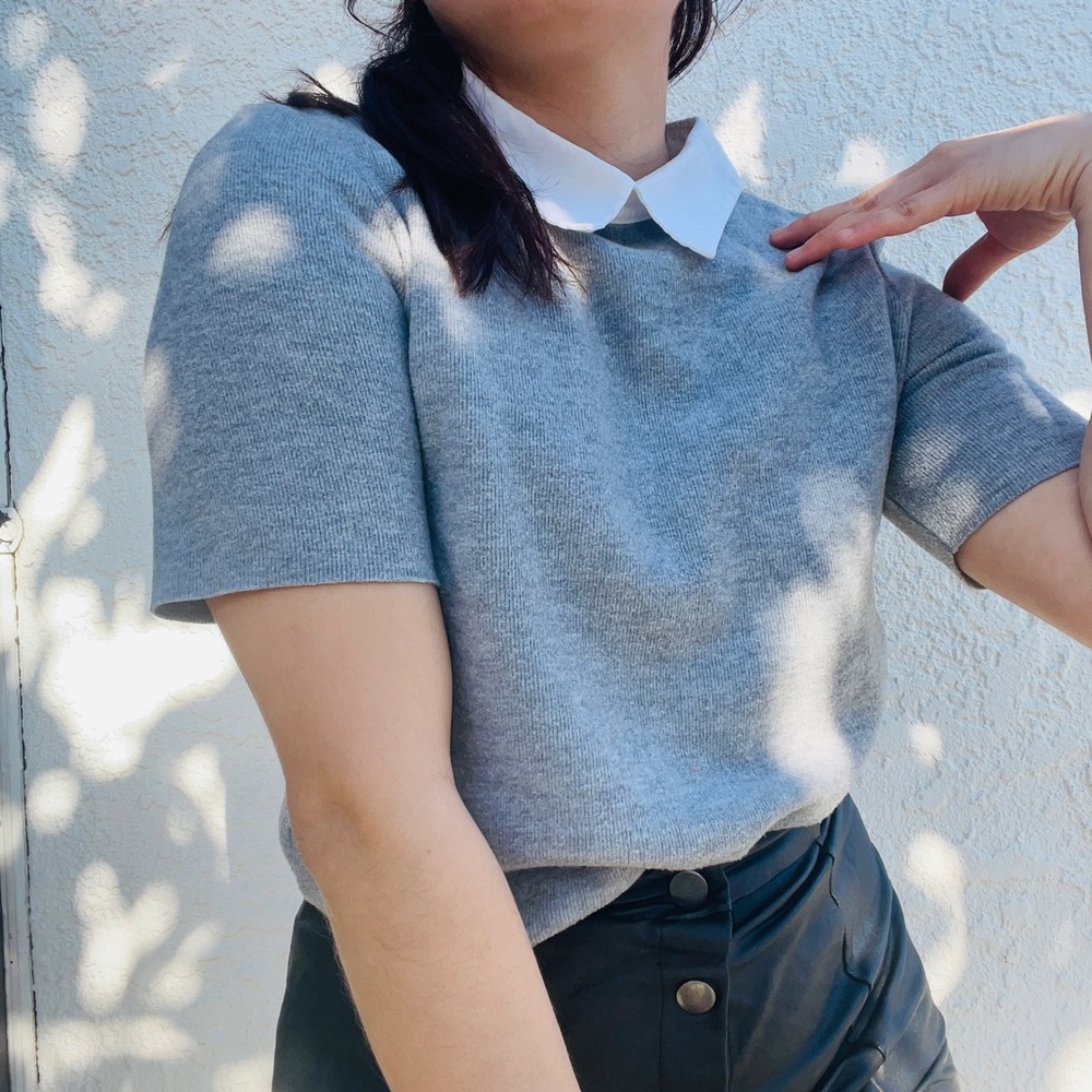 Zara Gray 100% Cotton Collared Shirt, Size S